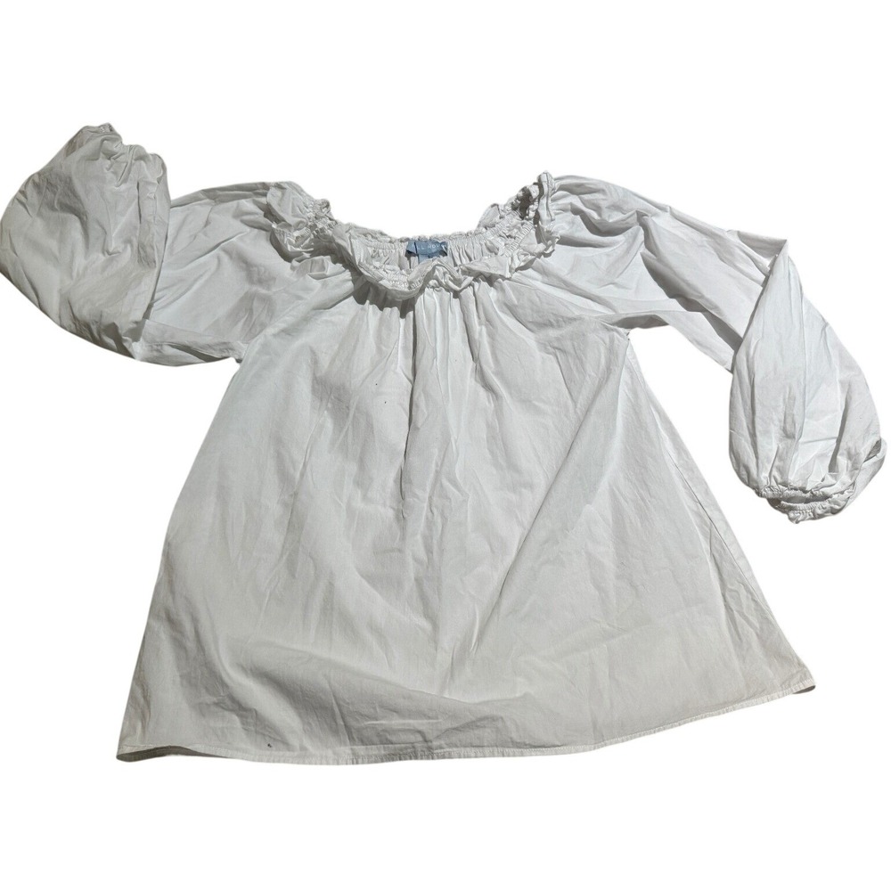 Hill House Lena Top Womens Small White Off Shoulder Ruffle Trim Boho Cotton EUC - Picture 4 of 8